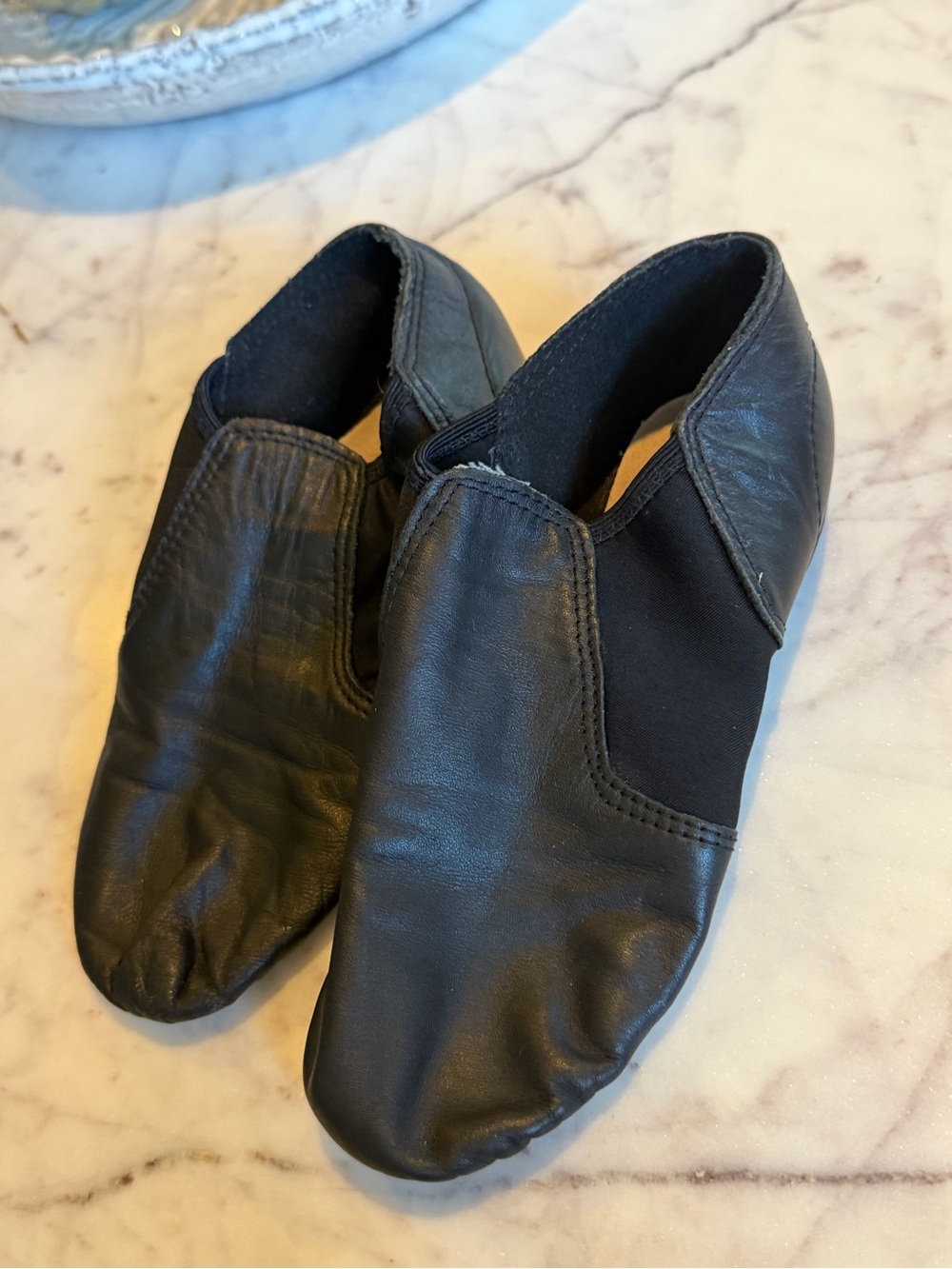Dance Class Kids Black Leather Slip-On Dance Shoes Jazz 1